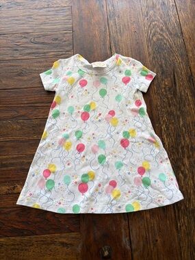 The Beaufort Bonnet Company White Dress with Pink, Green, Yellow Balloons